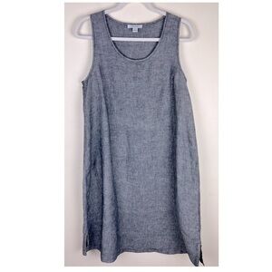 True Navy | Nautical Coastal Linen Sleeveless A Line Mini Shift Dress Black | L